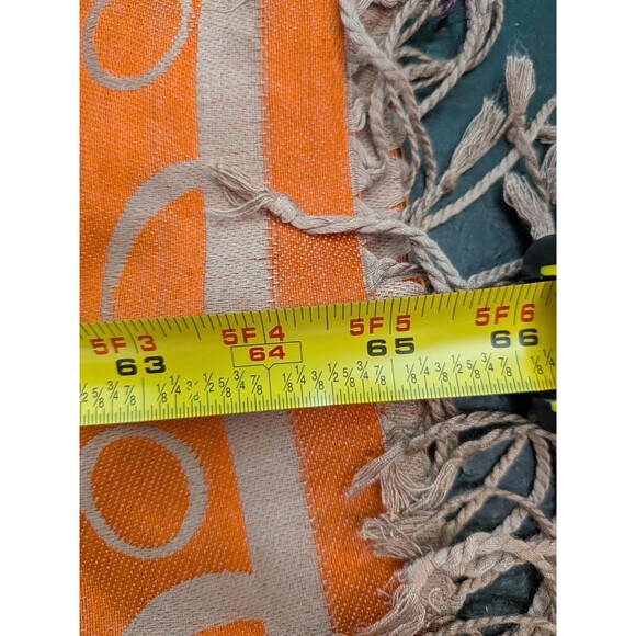 PASHMINA Scarf Shawl Wrap 100% Pashmina Orange/Brown w/ Fringe 66" X 28" - Picture 5 of 6